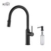 Kibi Hilo Single Handle Pull Down Kitchen Sink Faucet with Soap Dispenser C-KKF2008MB-KSD100MB